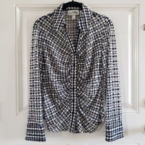 JOSEPH RIBKOFF Long sleeves Rushed Sheer Sequined Stripes Womens Top SZ 12